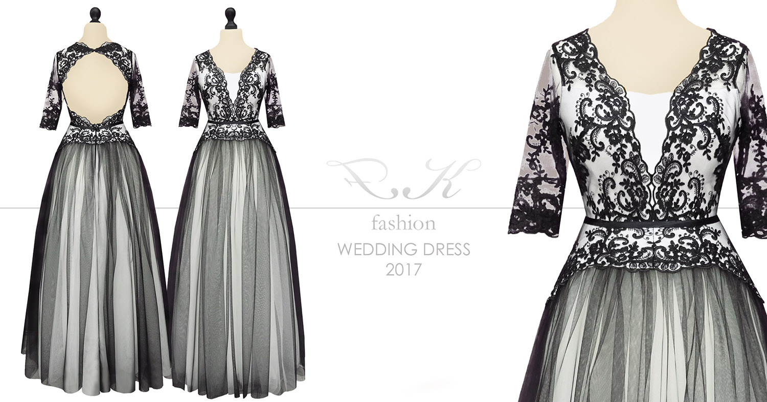 Fekete-fehér menyasszonyi ruha - Dina álomruhája