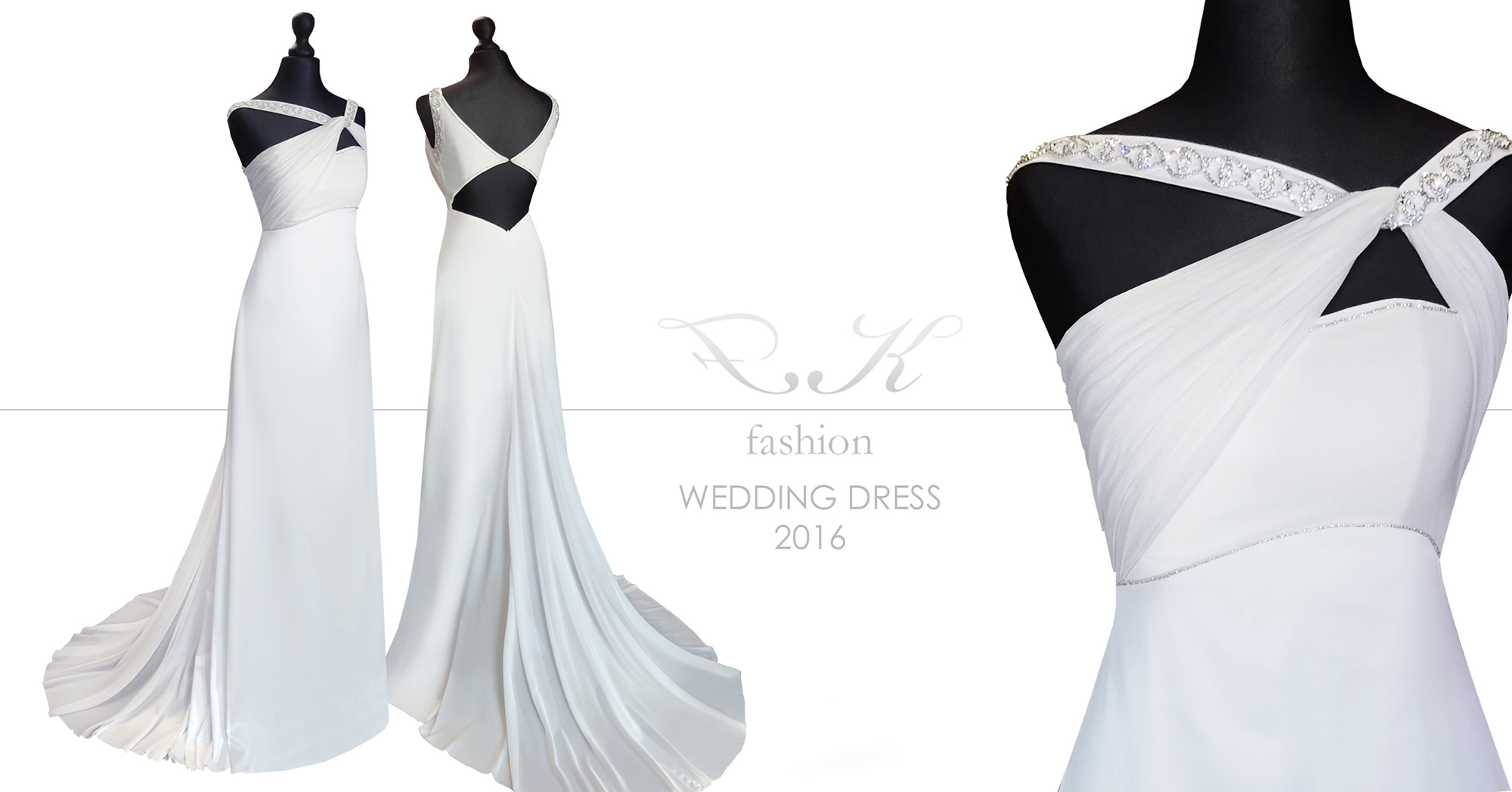 Aszimmetrikus menyasszonyi ruha, nyitott háttal - Zsófi álomruhája
